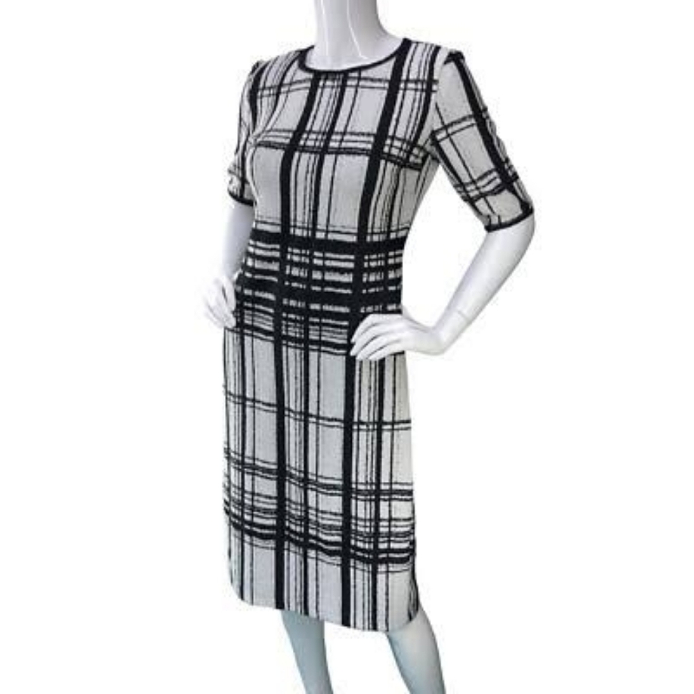 Neiman Marcus Black and White Plaid Sheath Size 12